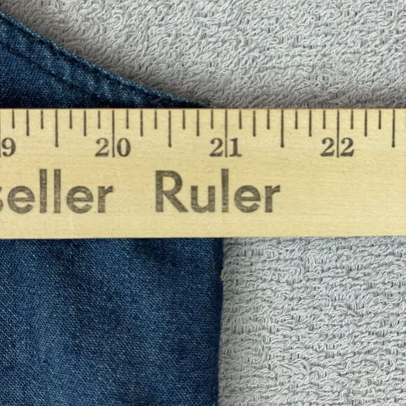 Carrie Allen Embroidered Western Vest Women's L Blue Denim  Boho Crochet Vtg - Picture 10 of 13